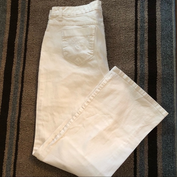 Smiths Dungarees White Bootcut Jeans Stretch Sz 16 - Picture 6 of 8